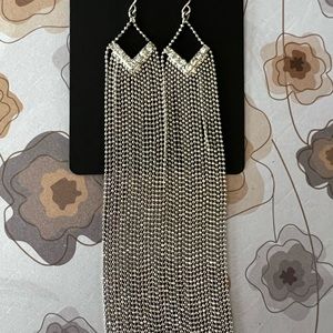 Long cascading earrings with crystal accents